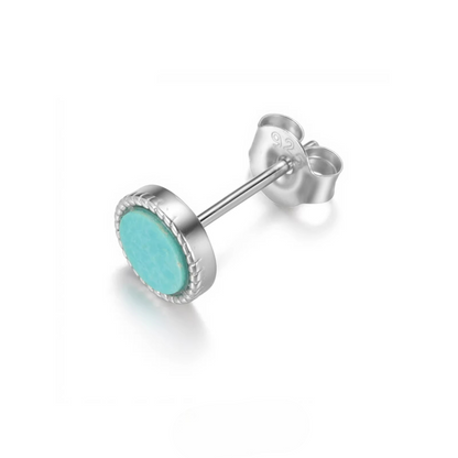 Vintage Turquoise Silver Earrings Tribal Spirit Grounding Unisex Studs