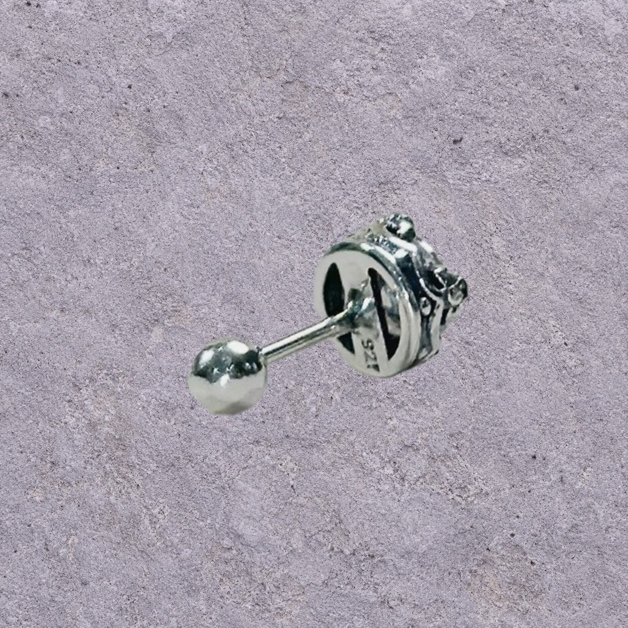 White Zircon Oxidized Silver Screw Back Studs