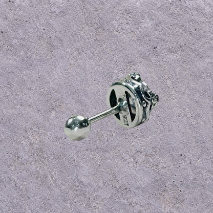 White Zircon Oxidized Silver Screw Back Studs