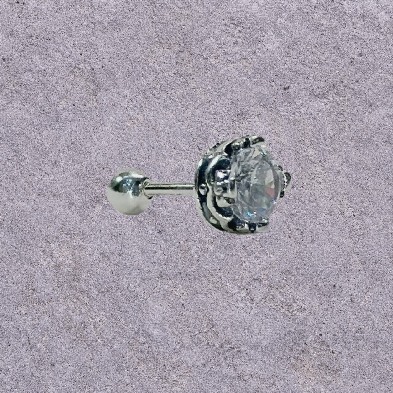 White Zircon Oxidized Silver Screw Back Studs