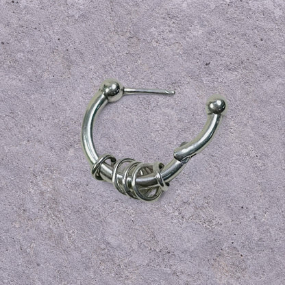 Wrapped Ring Silver Hoop Earrings