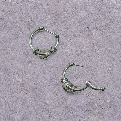 Wrapped Ring Silver Hoop Earrings