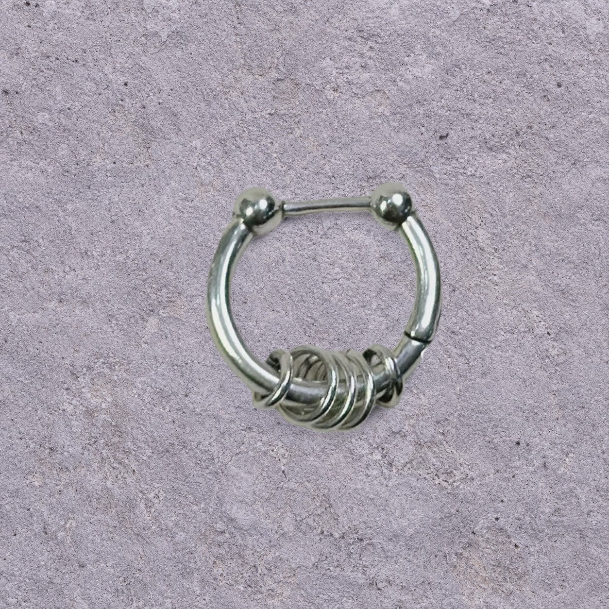 Wrapped Ring Silver Hoop Earrings