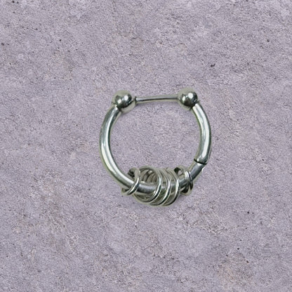 Wrapped Ring Silver Hoop Earrings