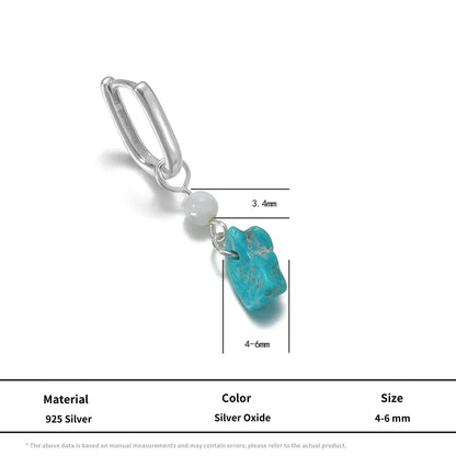 S925 Silver Raw Turquoise Shell Pearl Earrings