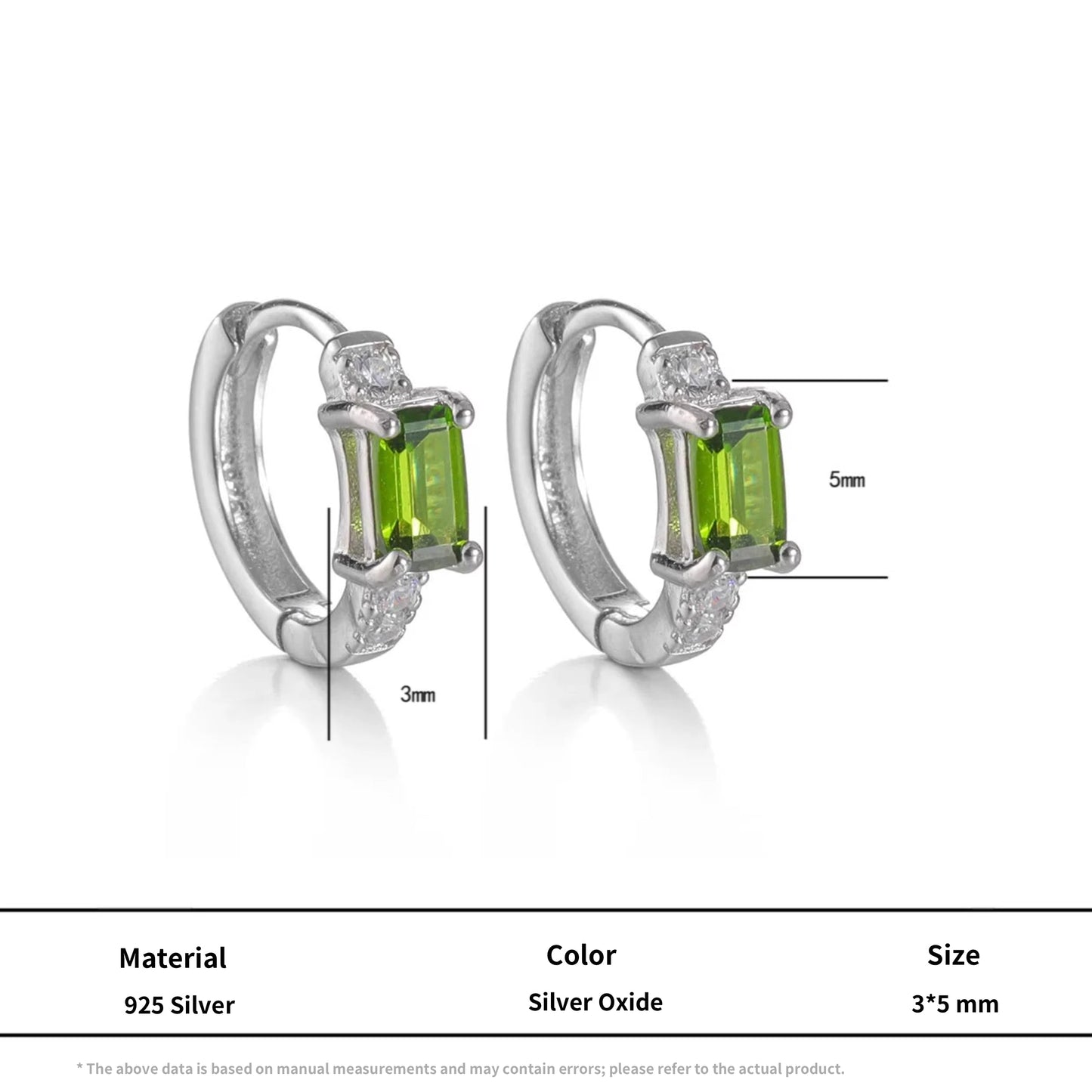 Emerald-Cut Diopside Silver Buckles Modern Soul Inner Harmony Studs