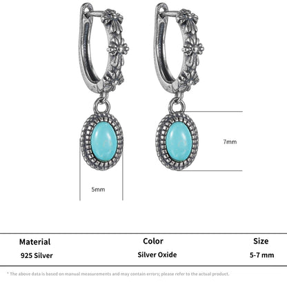 Artisan Turquoise S925 Silver Hoops Unisex Streetwear Statement