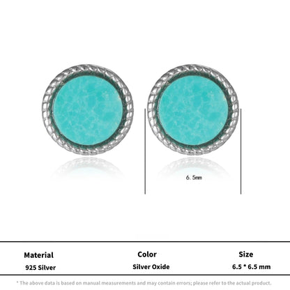 Vintage Turquoise Silver Earrings Tribal Spirit Grounding Unisex Studs