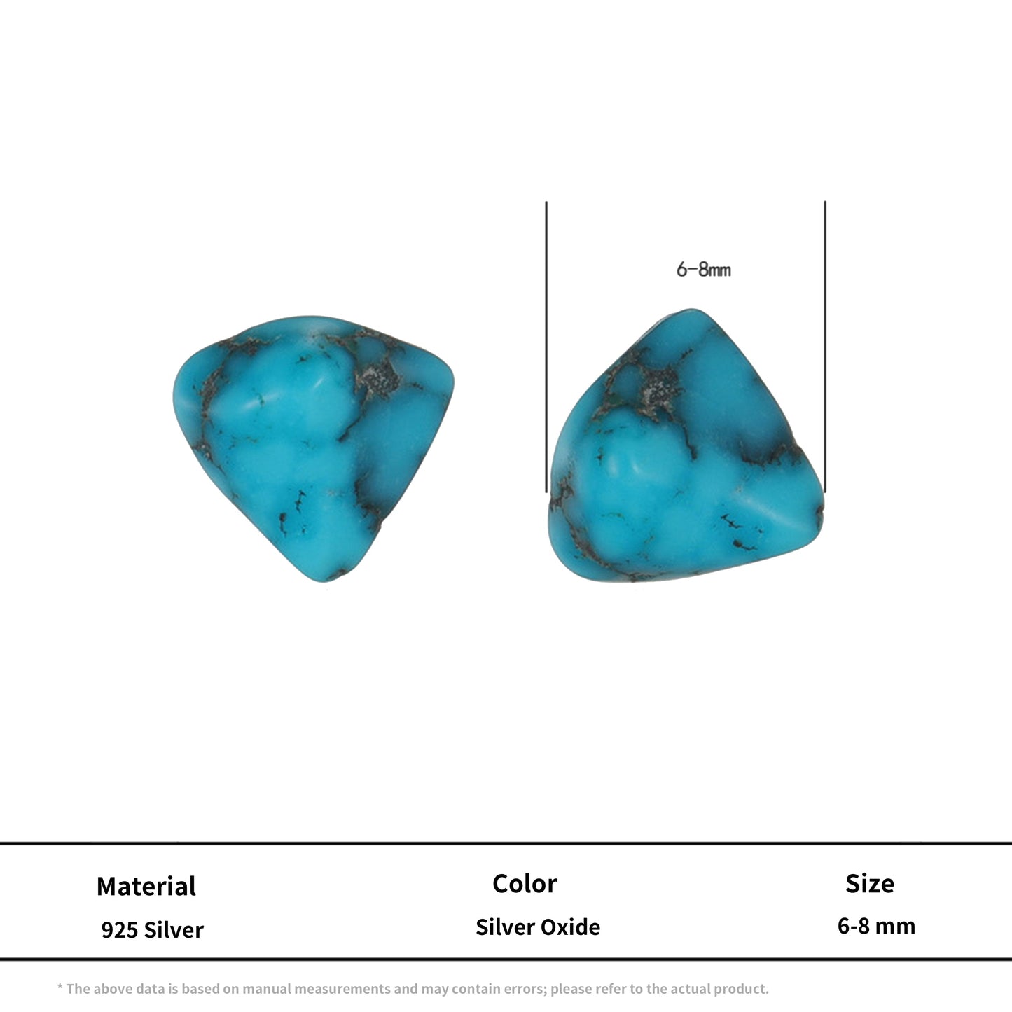 Sky Blue Raw Turquoise Studs Vintage Tibetan Unisex Silver Jewelry