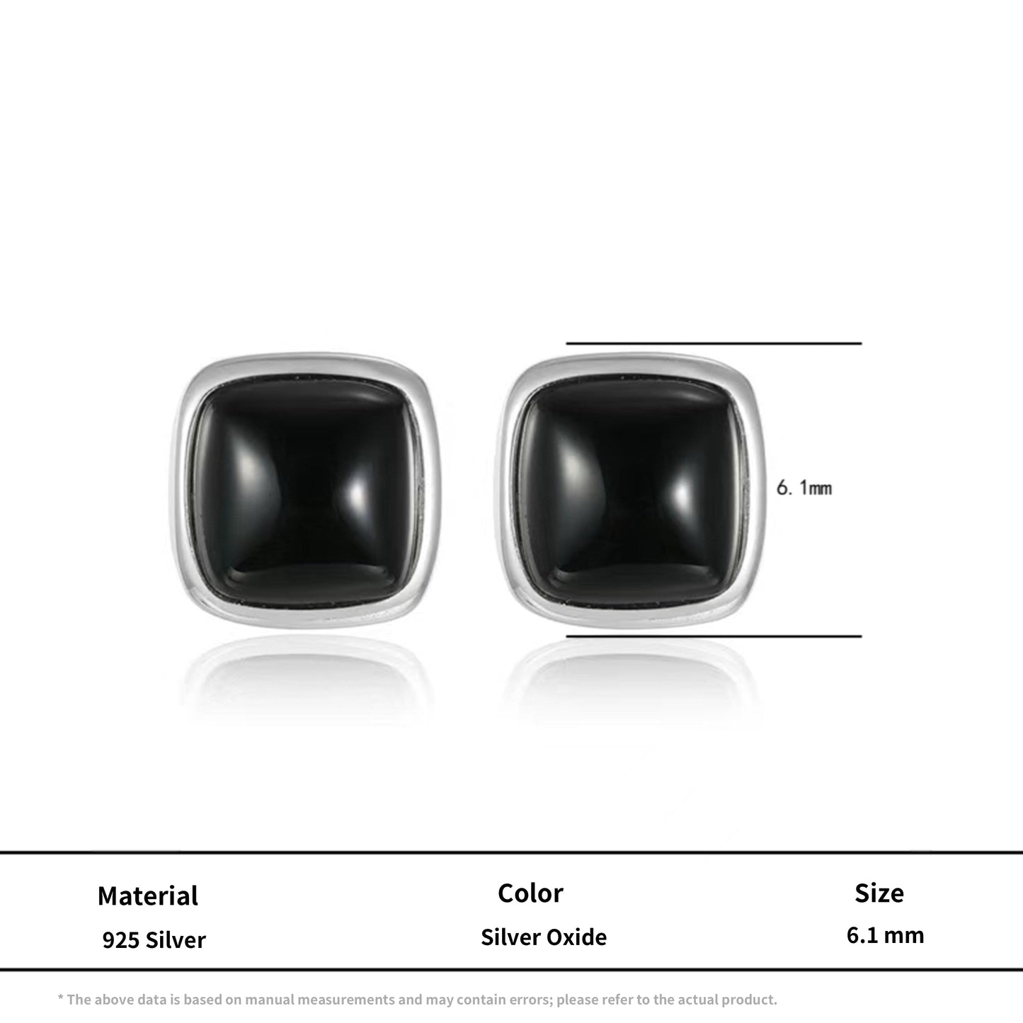 S925 Silver Black Onyx Stud Earrings