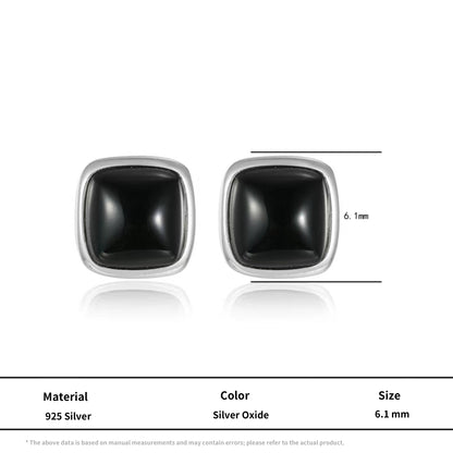 S925 Silver Black Onyx Stud Earrings