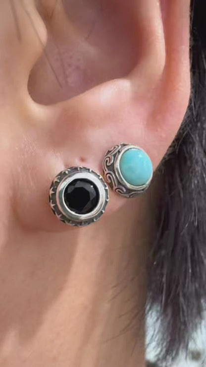 Natural Turquoise 925 Silver Studs Unisex Boho Turquoise Jewelry