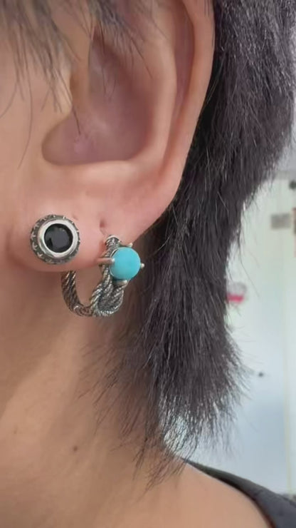 Heritage 925 Silver Knotted Earrings Natural Turquoise Unisex